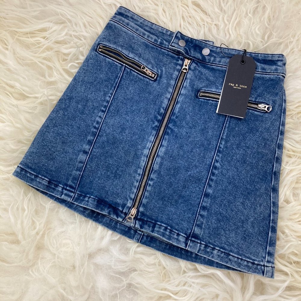 rag & bone Isabel Zip-Front Denim Mini Skirt - Picture 3 of 15